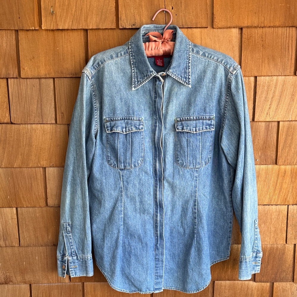 The Limited Light Wash Denim Shirt Jacket - Blue